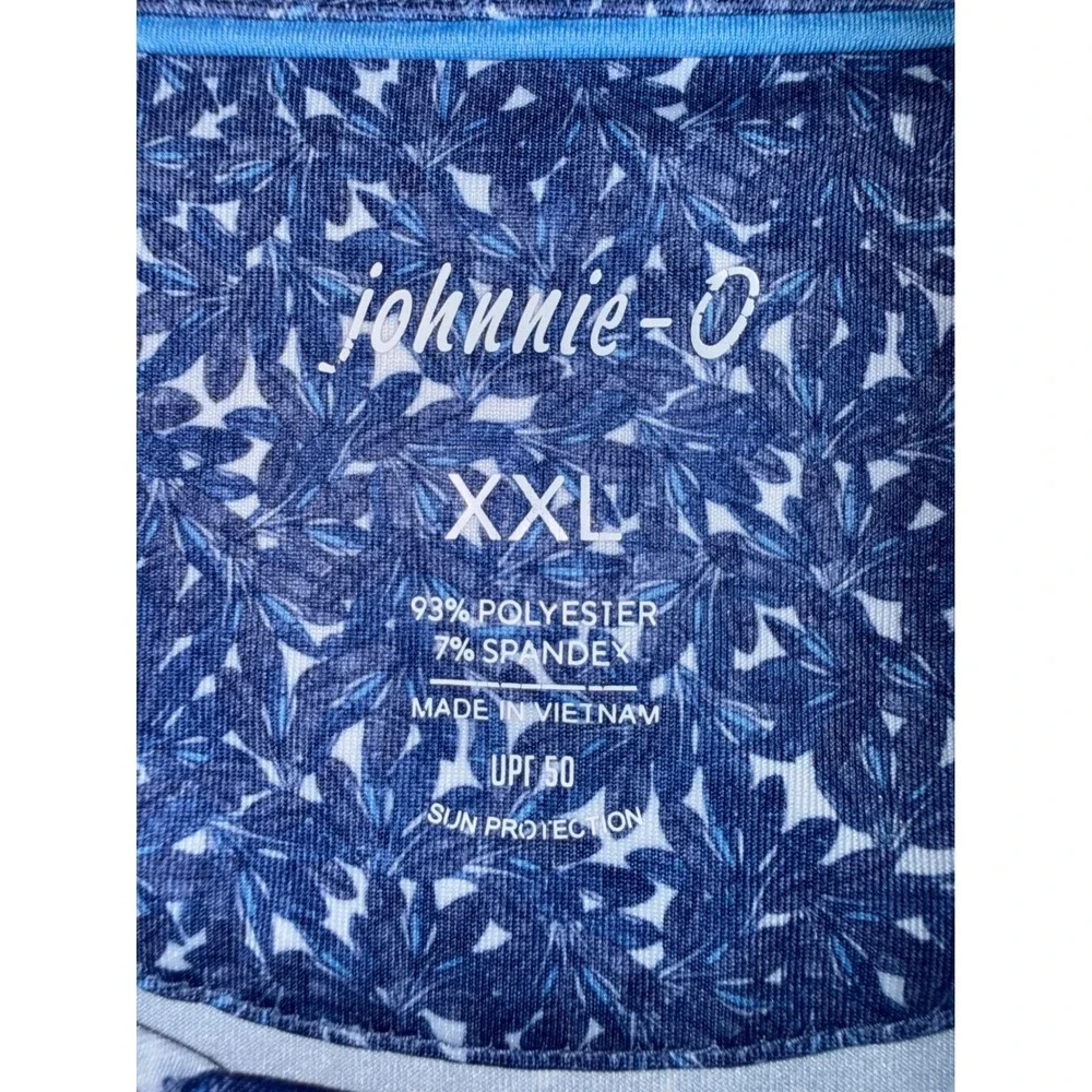 Johnnie-O Mens XXL Blue Floral Performance Polo Shirt Gainey Ranch UPF 50 Golf - Picture 3 of 10